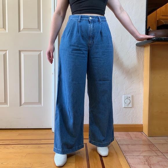 Levi's Denim - Wide leg trouser jeans 100% cotton lightweight pleated Levi’s